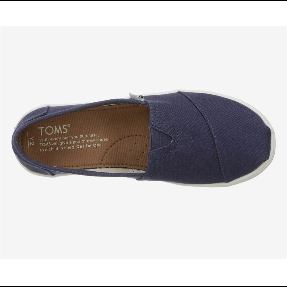 Youth Toms Blue Alpargata Slip On Shoes 2 US - Picture 2 of 8